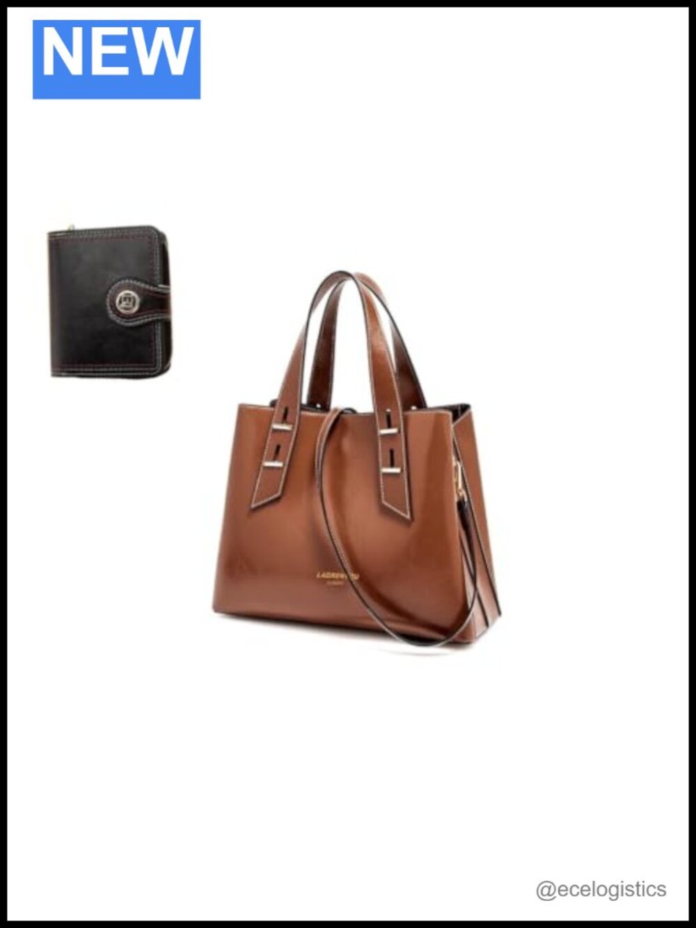 Genuine Leather Crossbody Satchel Handbag with Bifold Wallet